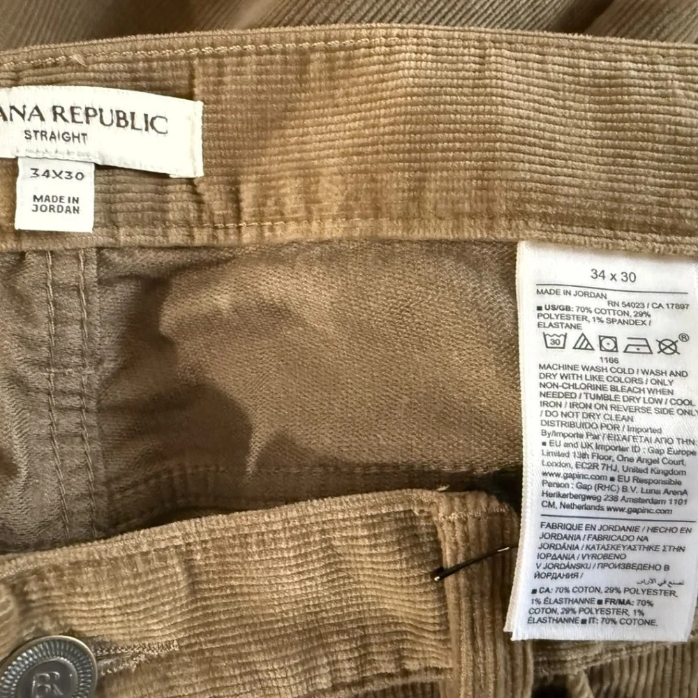 Banana Republic Straight Stretch-Corduroy Traveler‎ Pant Mens Size 34x30 NWT